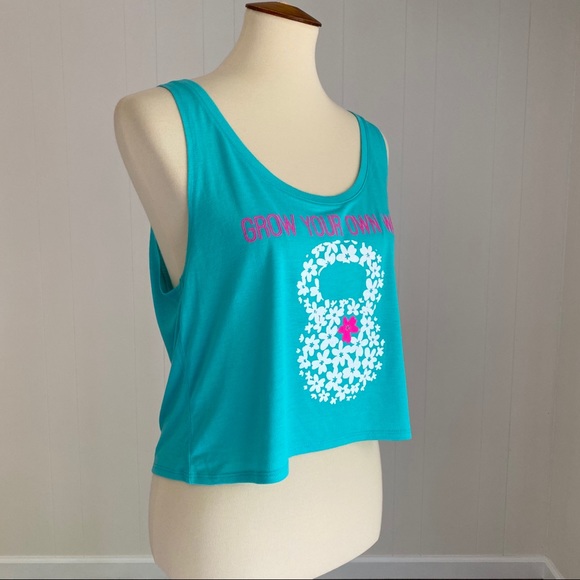 Grow Your Own Way KettleBell Crop Top Aqua Tank - Picture 3 of 8